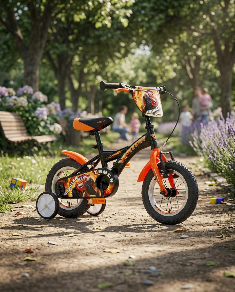 BICIKLI KIDS VISITOR TRUCK 12" CRNO-NARANDŽASTI